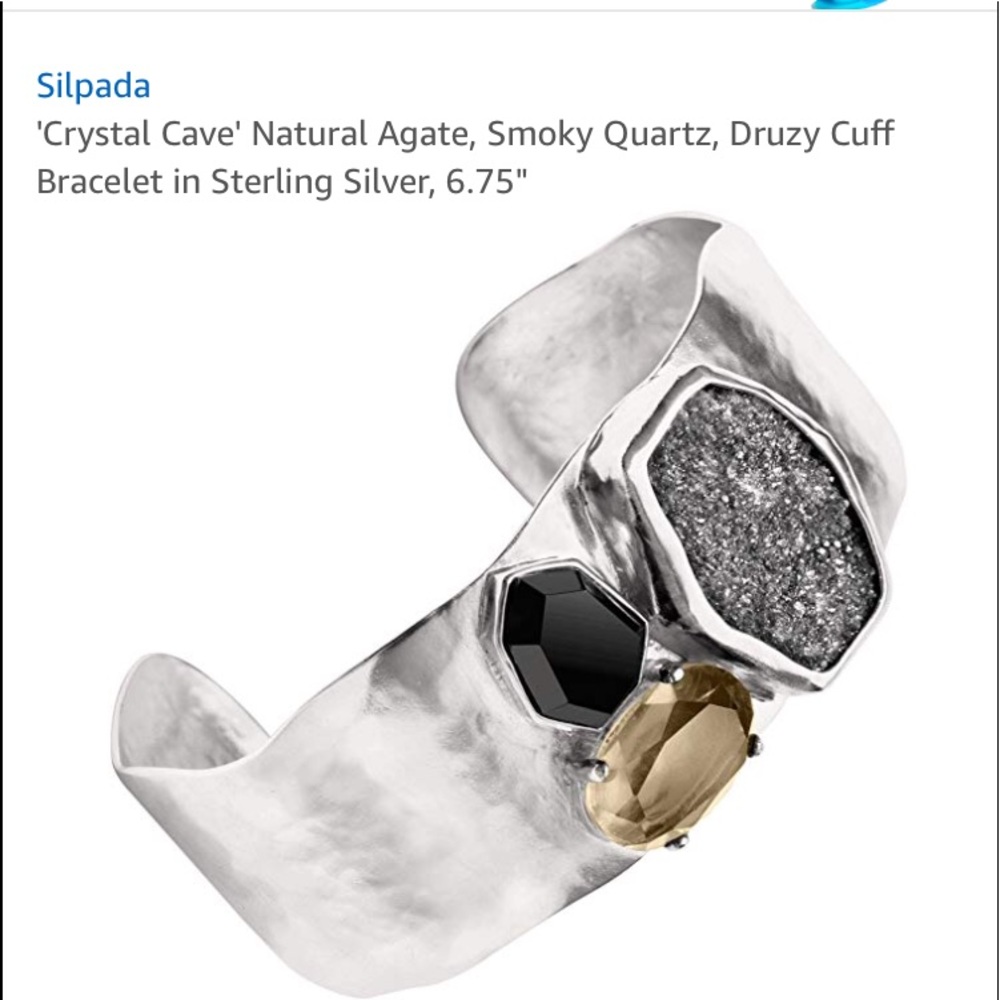 Silpada “Crystal Cave” NIB silver druzy agate cuff